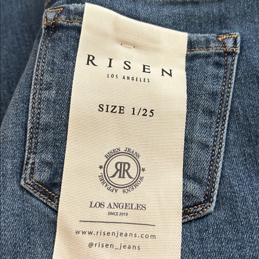 Risen Jeans Dark Wash Flares with Light Distressing NWT size 1 - Picture 4 of 4